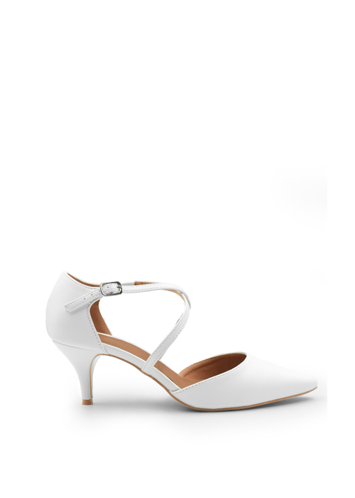 Where's That From White Pu Kennedi Low Kitten Heels - 3 Image 1