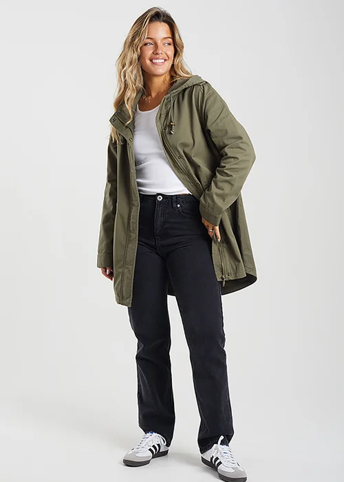 Brave Soul Khaki Cotton Twill Unlined Parka Jacket - 8 Image 3