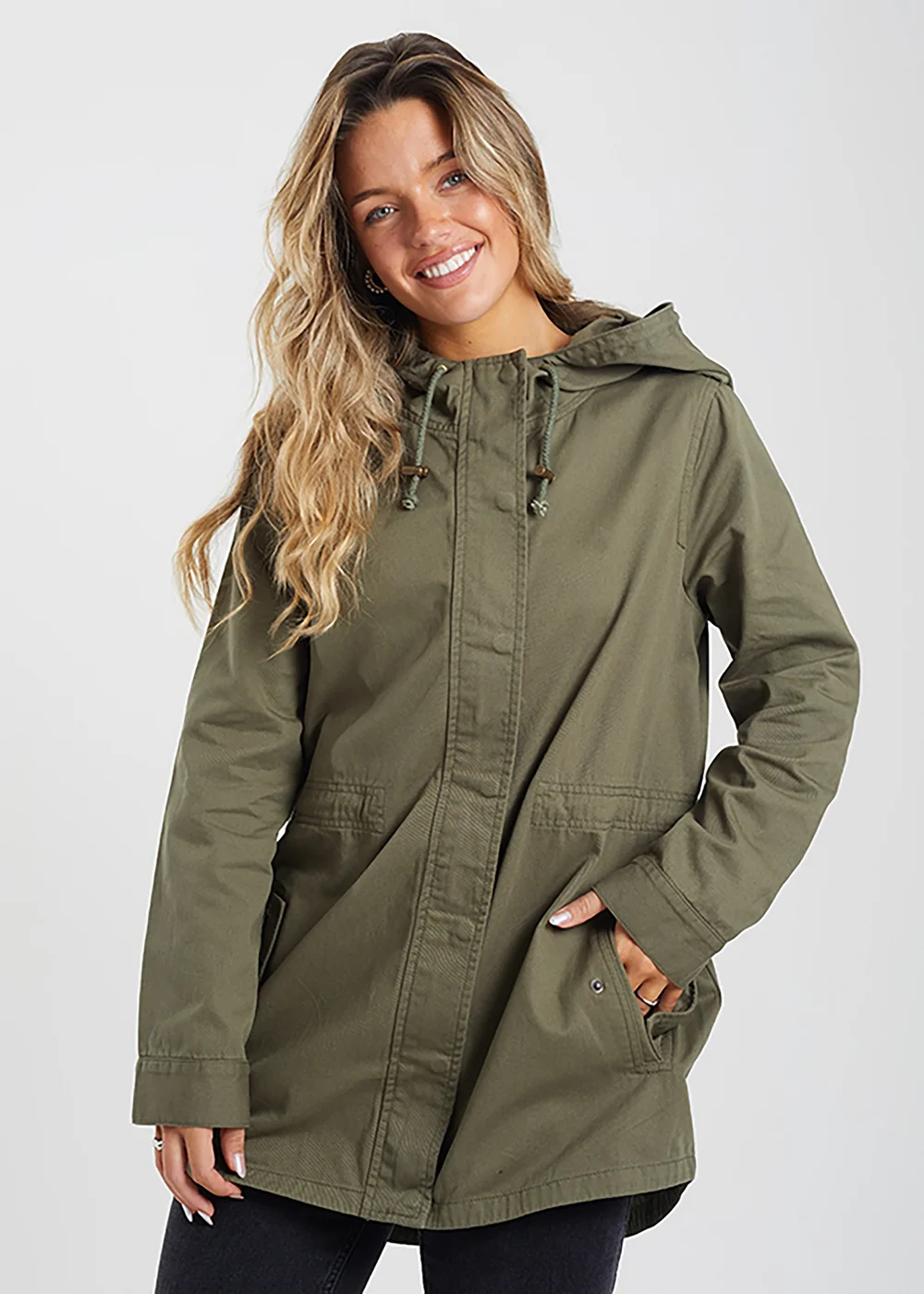 Brave Soul Khaki Cotton Twill Unlined Parka Jacket - 8 Image 1