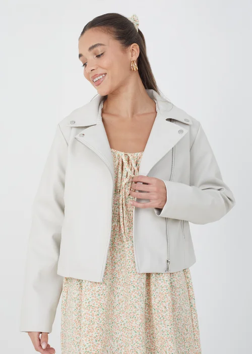 Brave Soul Stone High Shine PU Biker Jacket - 8 Image 1