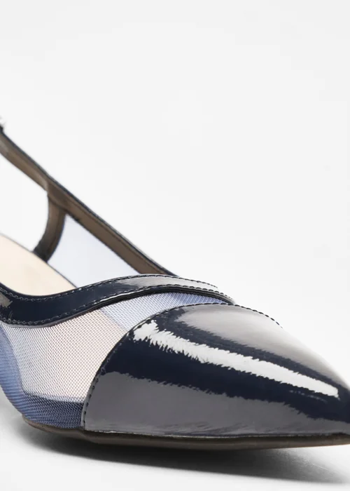 Quiz Navy Faux Leather Mesh Low Block Heels - 3 Image 4