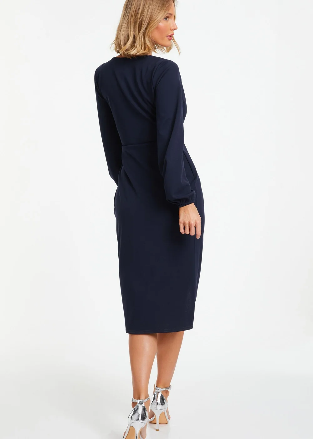 Quiz Blue Knot Front Wrap Midi Dress - 8 Image 2