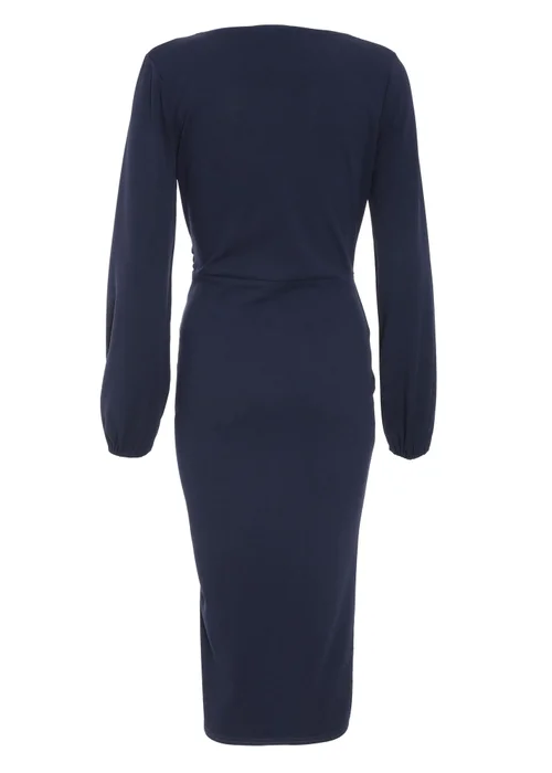 Quiz Blue Knot Front Wrap Midi Dress - 8 Image 5