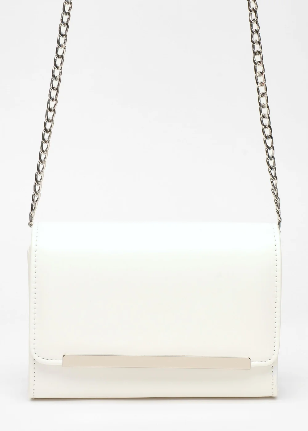 Quiz White Faux Leather Chain Bag - One Size Image 3