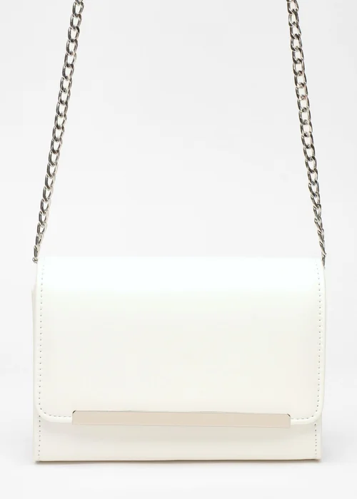 Quiz White Faux Leather Chain Bag - One Size Image 3