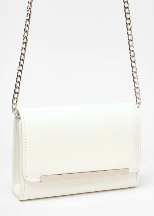 Quiz White Faux Leather Chain Bag - One Size Image 1