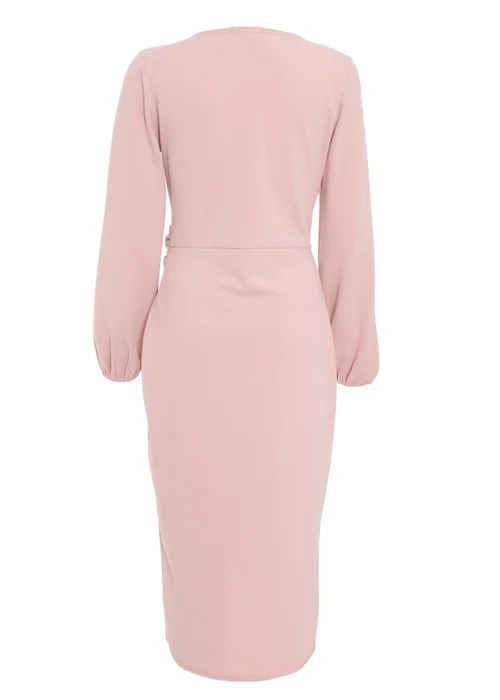 Quiz Pink Knot Front Wrap Midi Dress - 8 Image 5