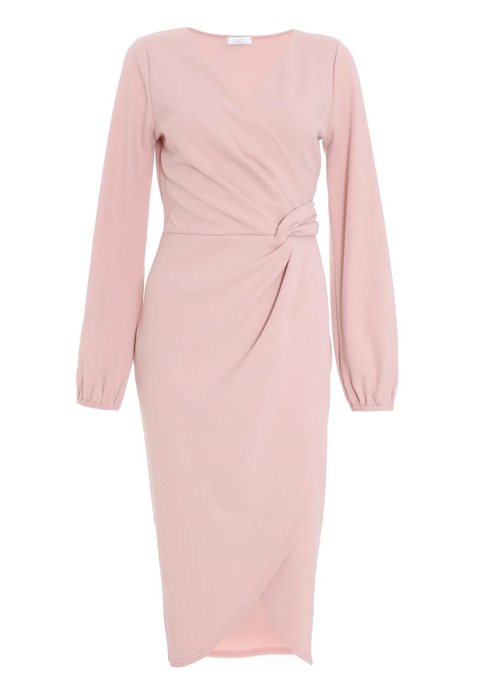 Quiz Pink Knot Front Wrap Midi Dress - 8 Image 4