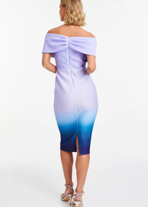 Quiz Blue Ombre Bardot Ruched Midi Dress - 6 Image 2