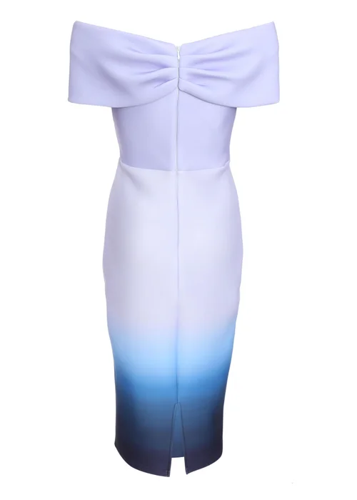 Quiz Blue Ombre Bardot Ruched Midi Dress - 6 Image 5