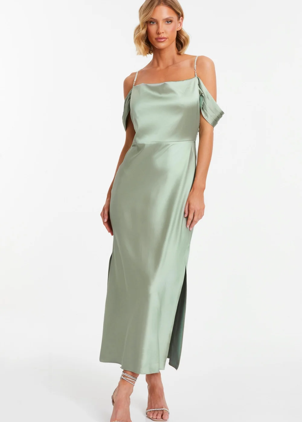quiz satin dress QUIZ Women's Satin Wrap Midi Dress