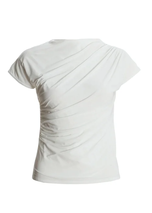 Quiz White Wrap High Neck Top - 8 Image 4