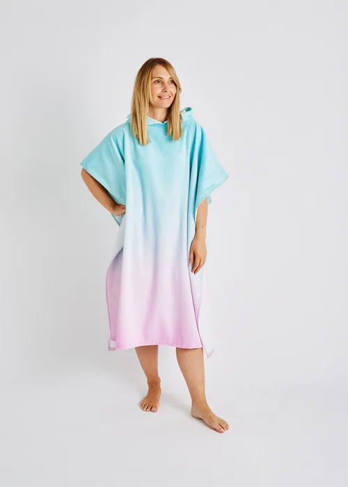 Catherine Lansfield Pink Ombre Hooded Towel Poncho - One Size Image 1