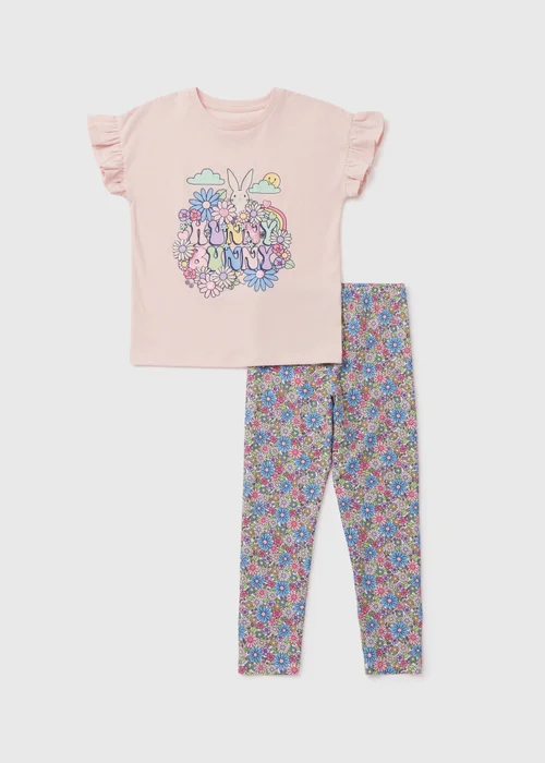 Girls Multicolour Pink Top & Leggings Set (1-7yrs) - 1 half year to 2 Image 1