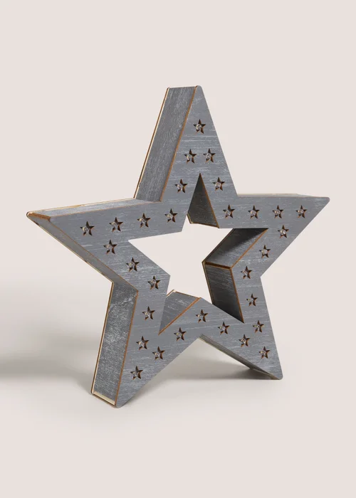 Wondrous Small Grey LED Star Christmas Decoration Image 1