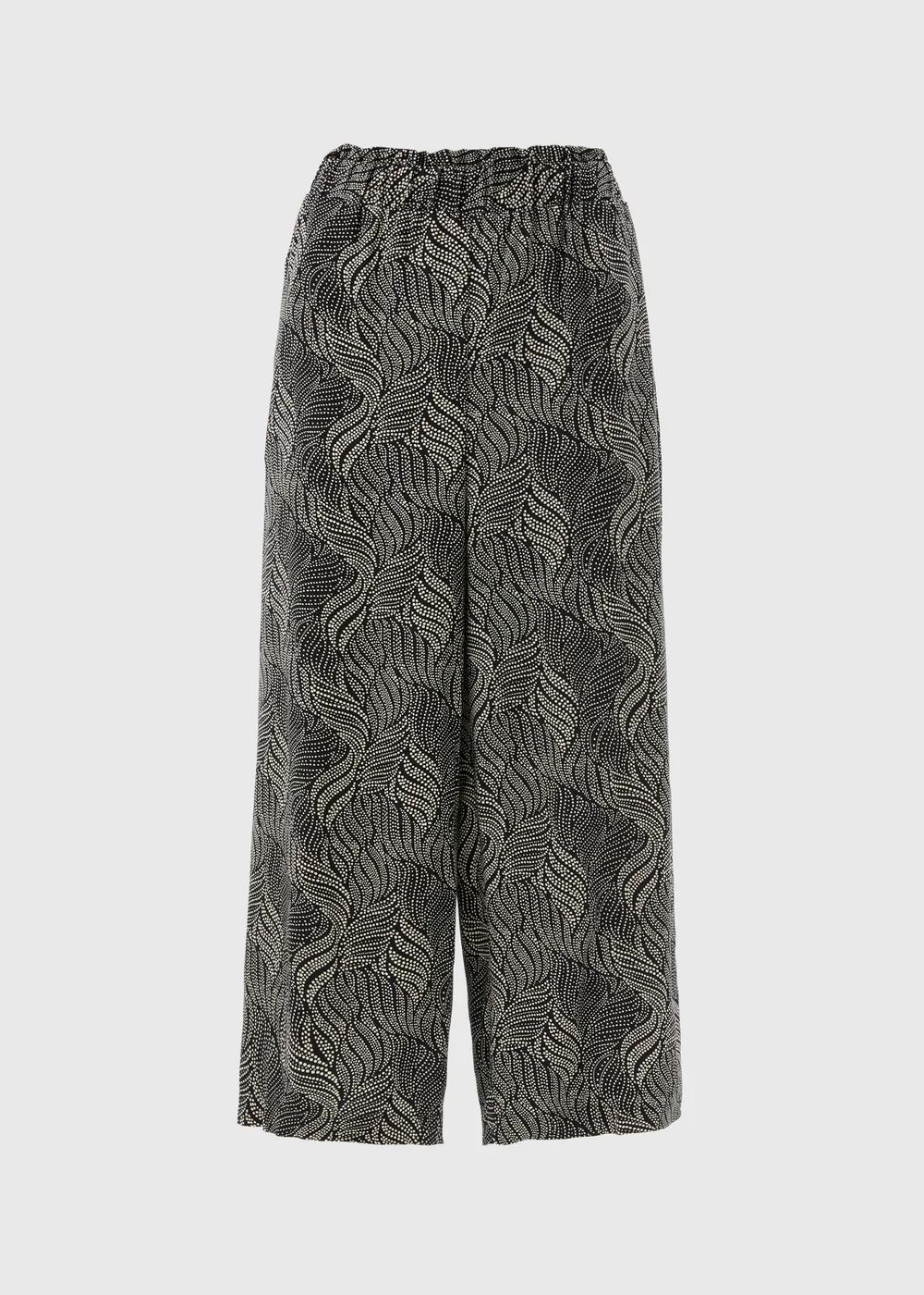 Black Printed Viscose Wide Leg Trousers - 8 Image 5