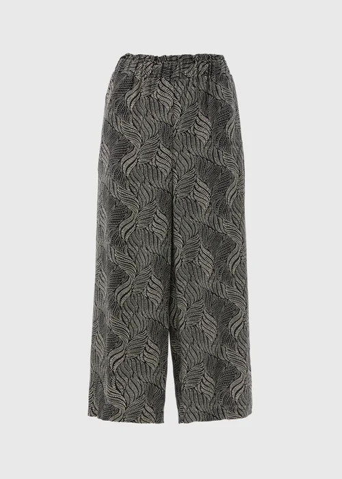 Black Printed Viscose Wide Leg Trousers - 8 Image 5