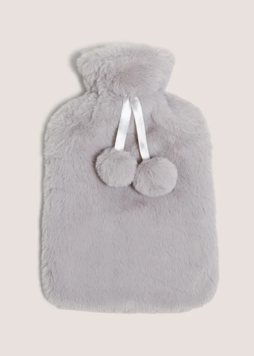 Grey Fur Hot Water Bottle Image 1