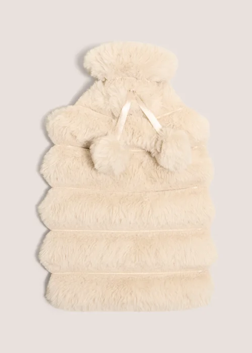 White Fur Hot Water Bottle Image 1