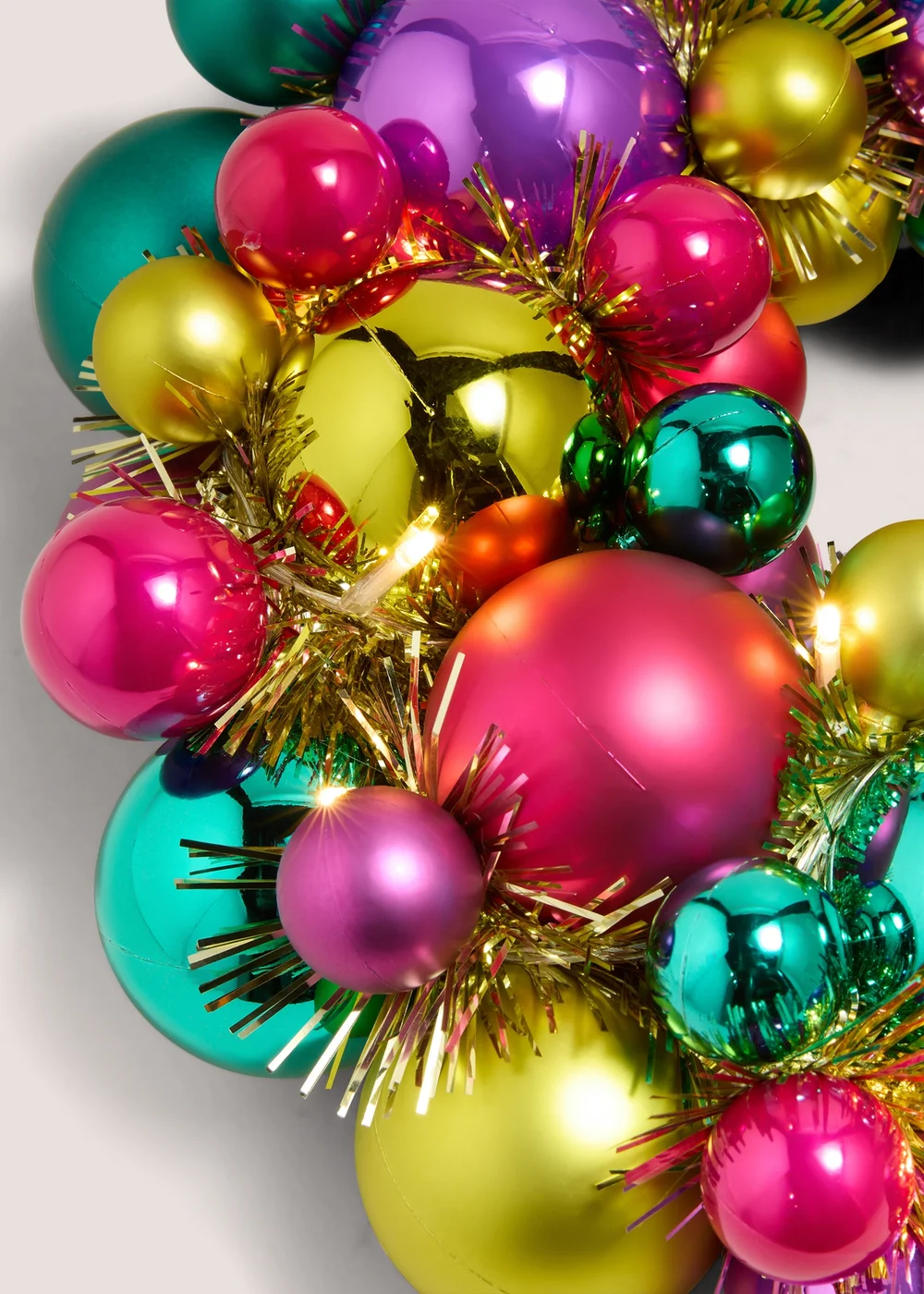 Joyful Pre Lit Multi Coloured Bauble Wreath Image 2
