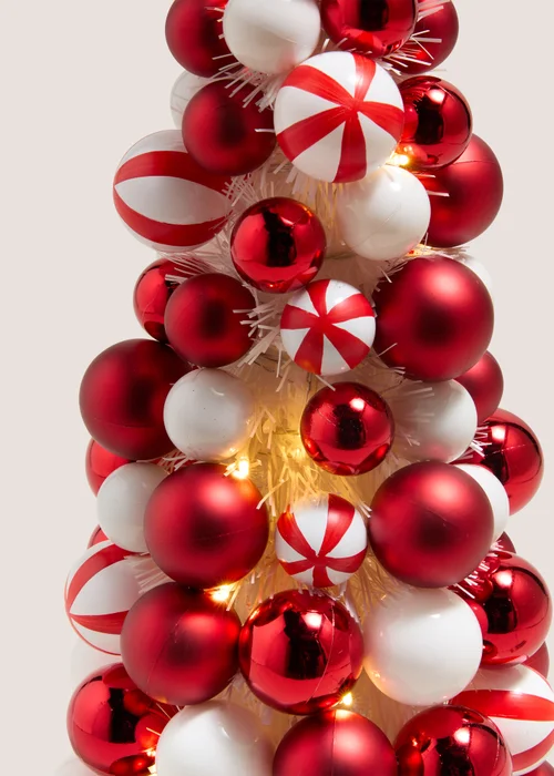 Joyful Red Pre Lit Bauble Tree Image 2