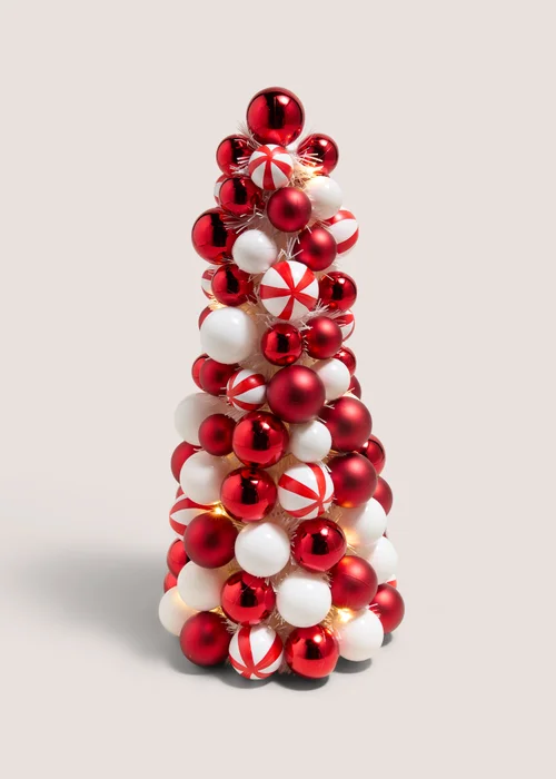 Joyful Red Pre Lit Bauble Tree Image 1