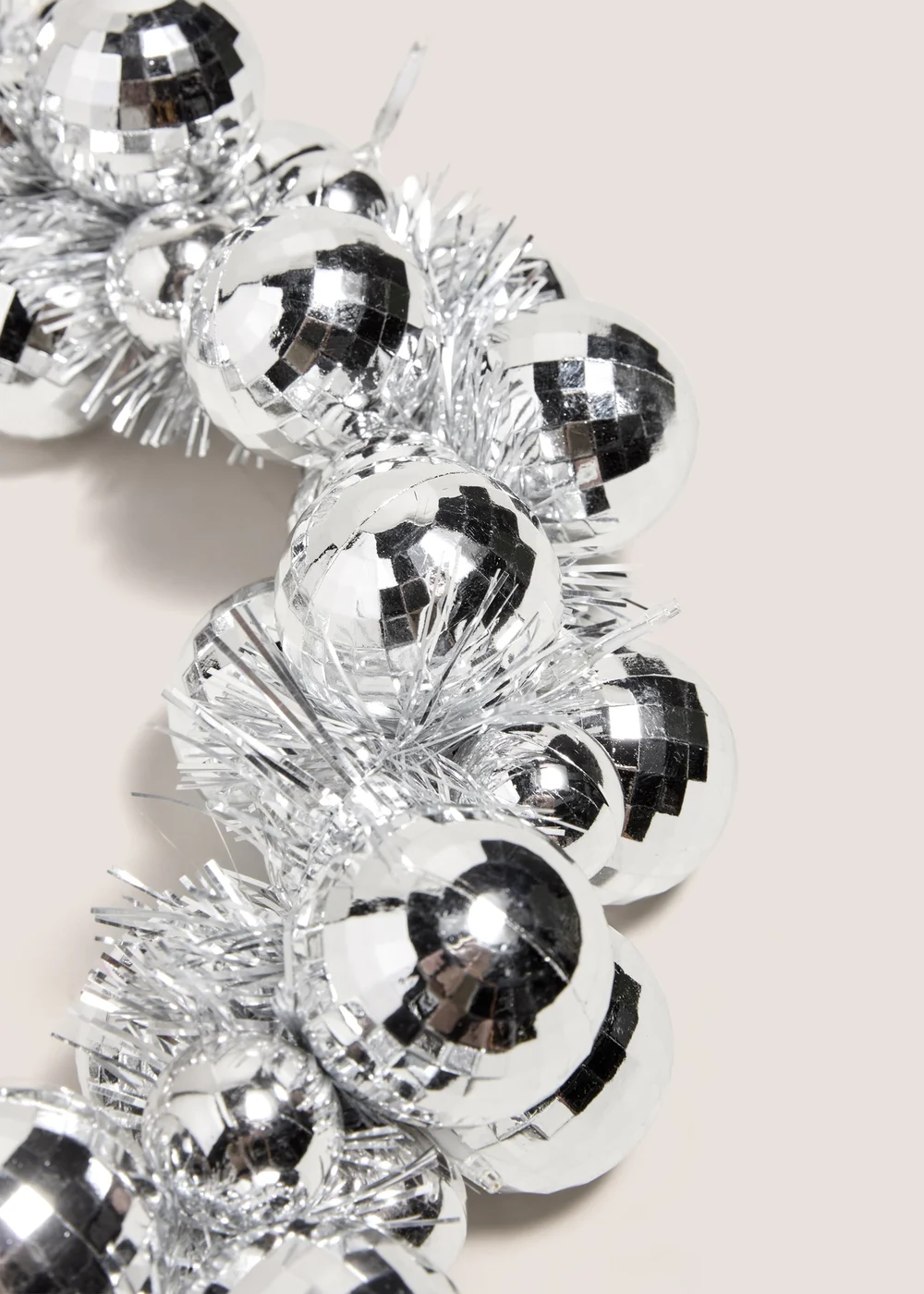 Joyful Silver Disco Pre Lit Bauble Garland Image 2