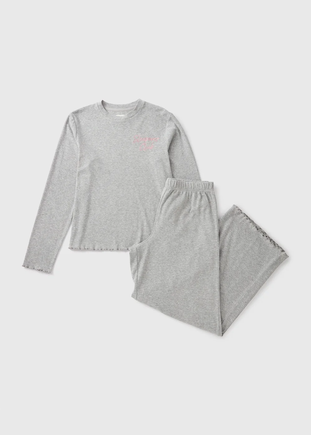 Grey Ribbed Pyjama Set - Extra small Image 3