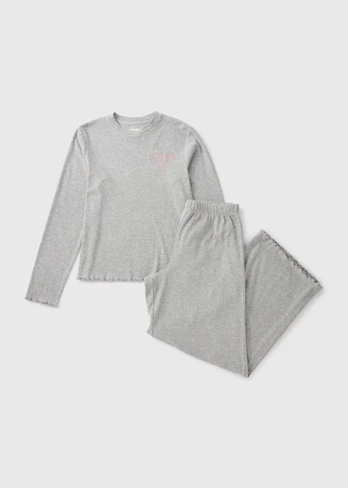 Grey Ribbed Pyjama Set - Extra small Image 3