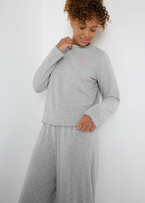 Grey Ribbed Pyjama Set - Extra small Image 2