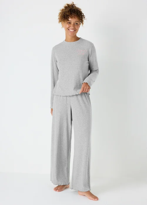 Grey Ribbed Pyjama Set - Extra small Image 1