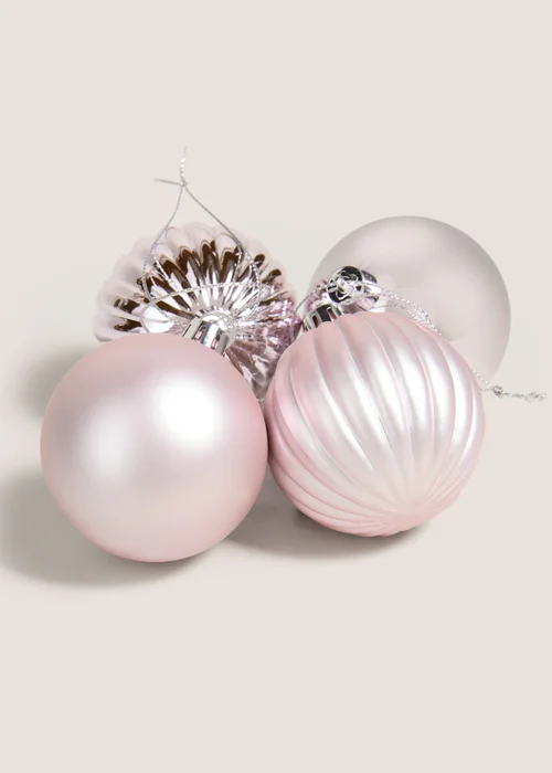 12 Pack Joyful Pink Baubles Image 2