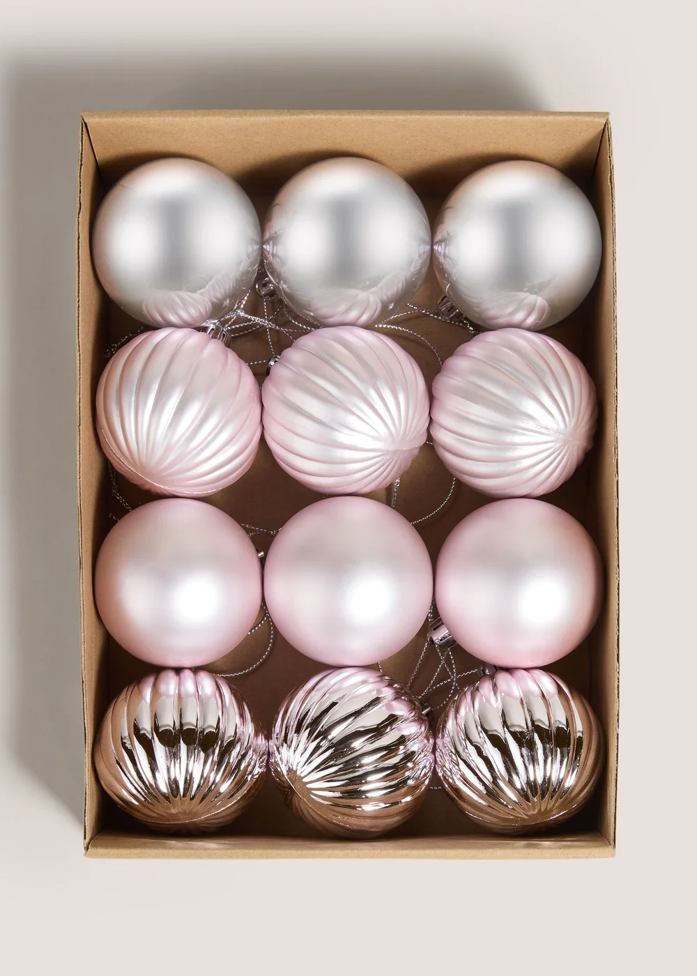 12 Pack Joyful Pink Baubles Image 1