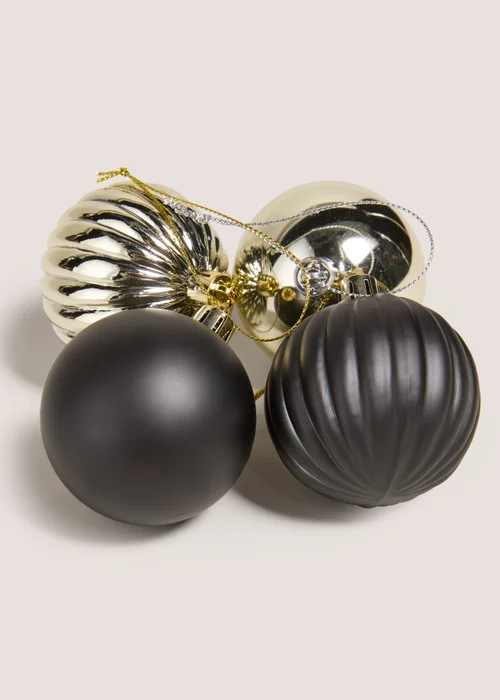 Wondrous 12 Pack Black & Gold Baubles Image 2