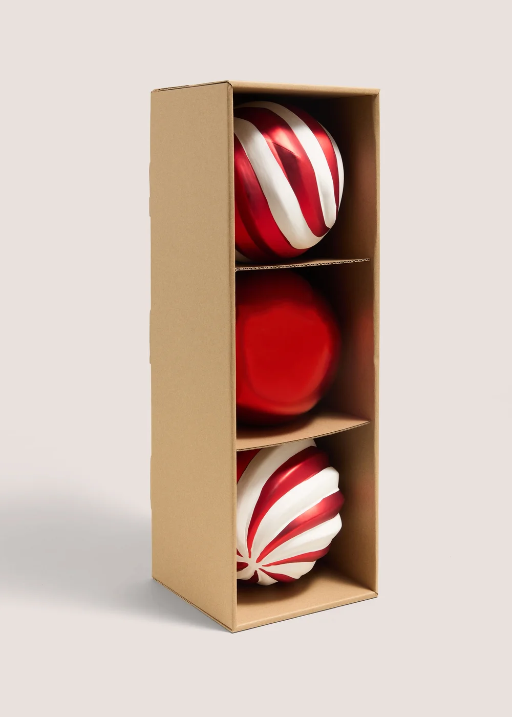 Joyful Red & White 3 Pack Candy Cane Baubles Image 1