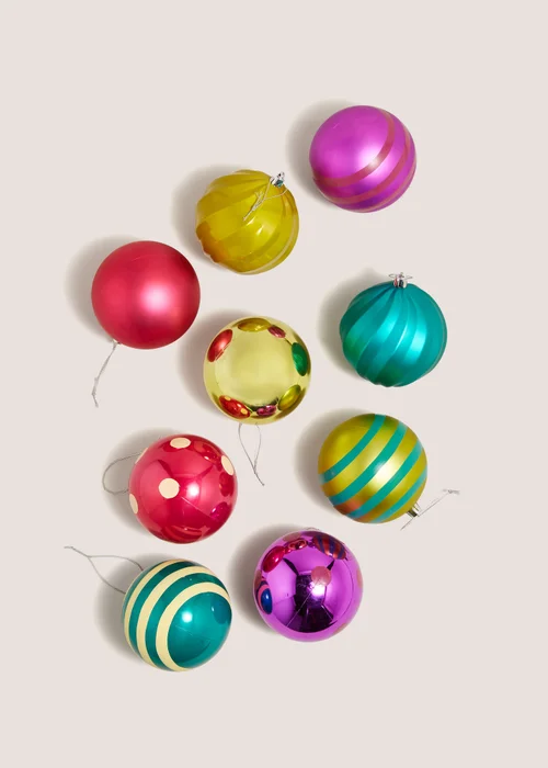 9 Pack Joyful Giant Multi Colour Joyful Baubles Image 2
