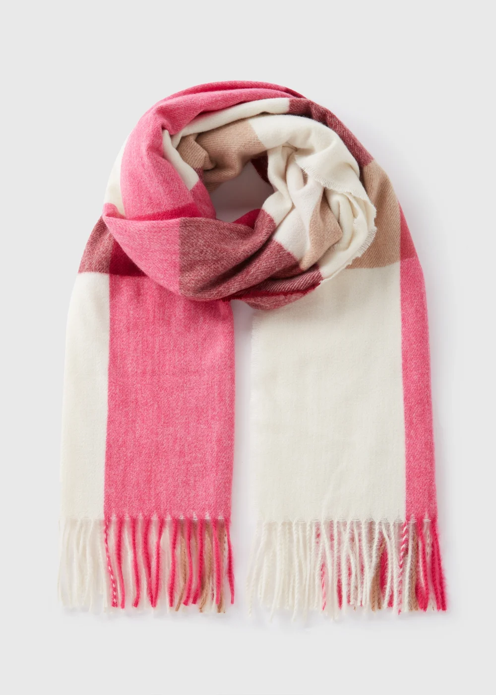 Pink Check Scarf - One Size Image 1