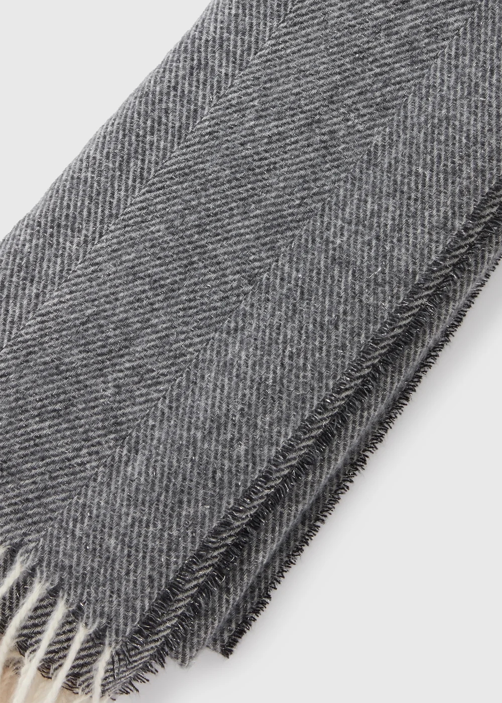 Grey Herringbone Scarf - One Size Image 2