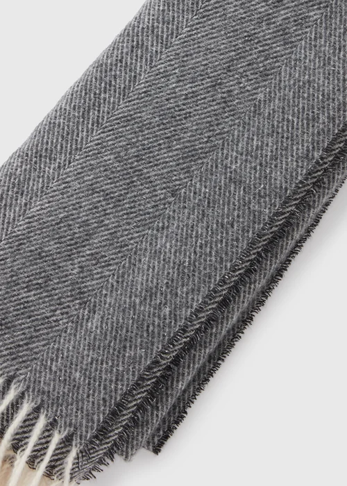 Grey Herringbone Scarf - One Size Image 2