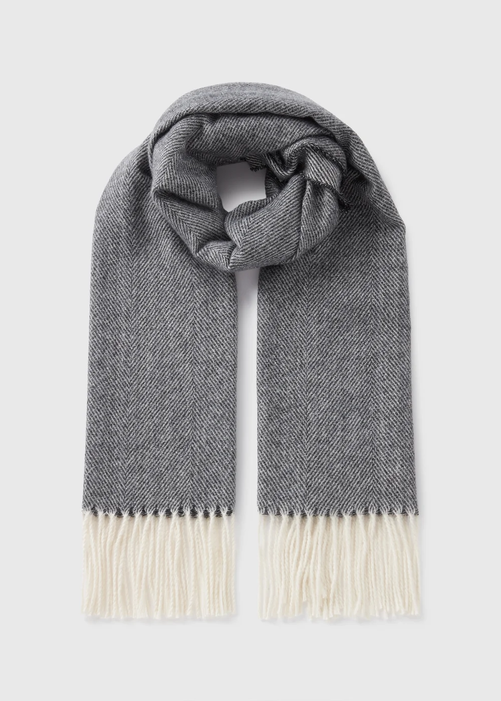 Grey Herringbone Scarf - One Size Image 1