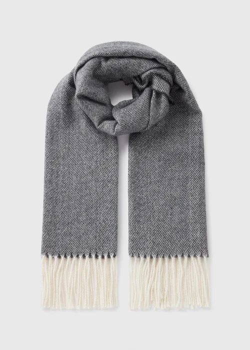 Grey Herringbone Scarf - One Size Image 1