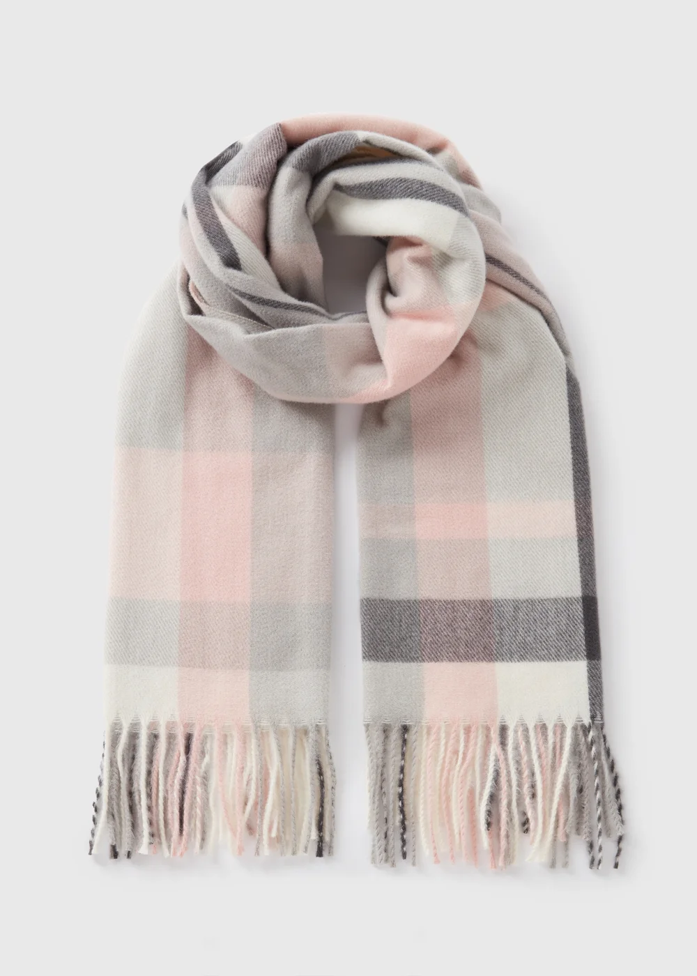 Grey Check Scarf - One Size Image 1