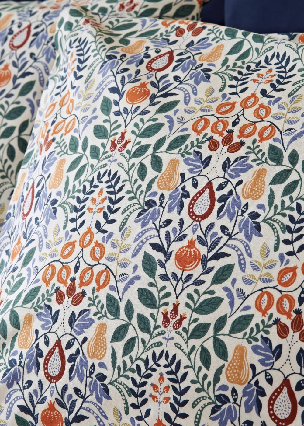 Blue Fruit Damask Duvet Set - Single Image 2