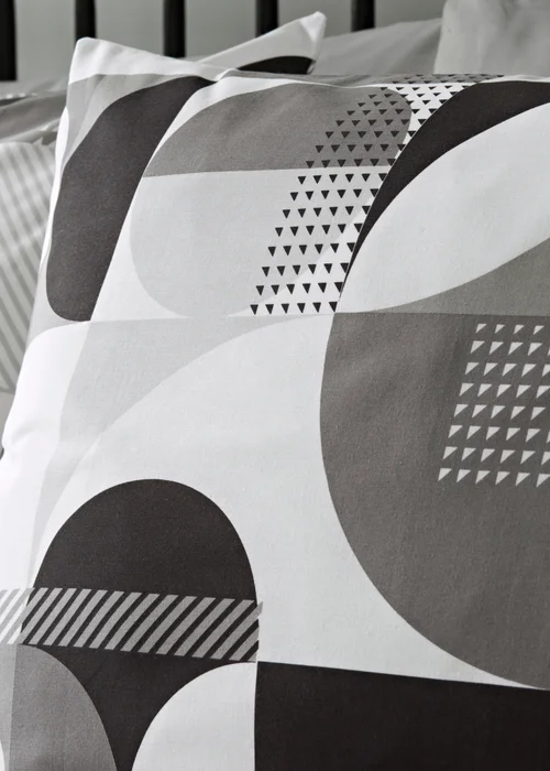 Grey Geometric Pattern Duvet Set - Single Image 2