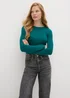 Green Ribbed Crewneck Top - Size 8 Image 1