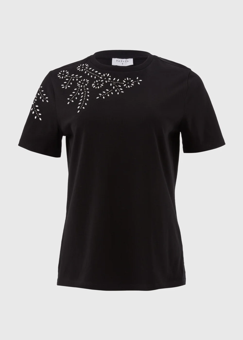 Black Shoulder Embellished T-Shirt - 8 Image 5