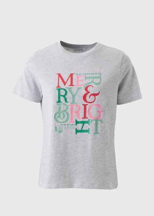 Grey Christmas Merry & Bright T-Shirt - 8 Image 4