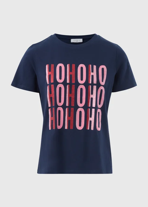Navy Glitter Ho Ho Ho T-Shirt - 8 Image 3
