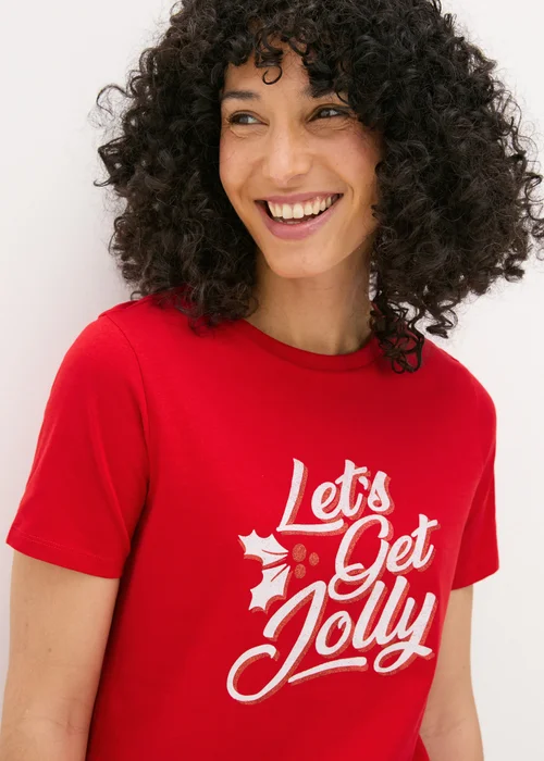 Red Let's Get Jolly T-Shirt - Size 8 Image 2