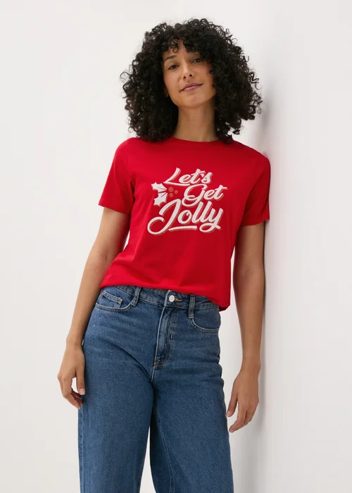 Red Let's Get Jolly T-Shirt - Size 8 Image 1